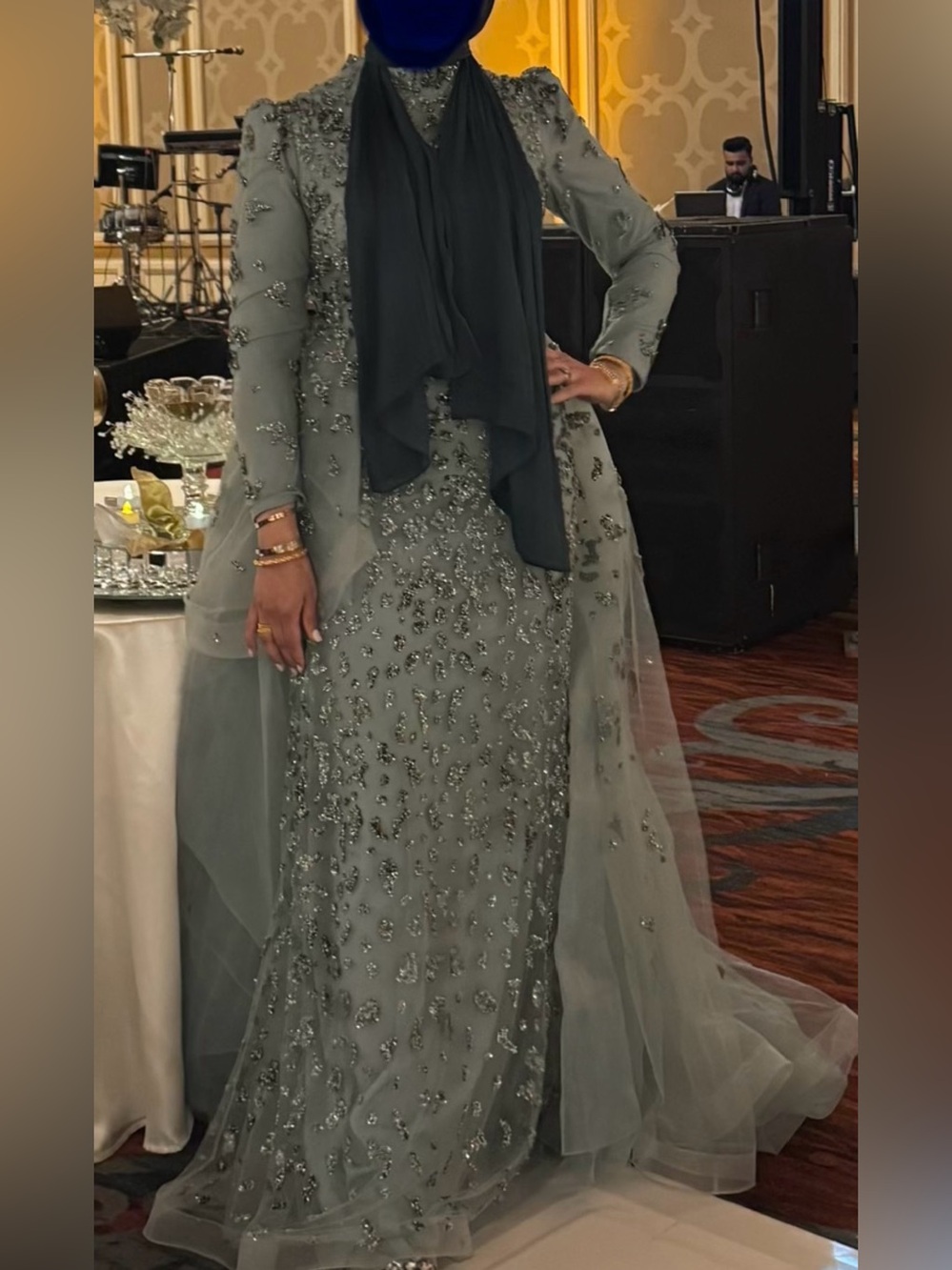 Sage Green long sleeve modest Dress made in turkey